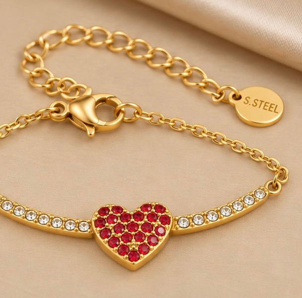 Röd Hjärt Armband