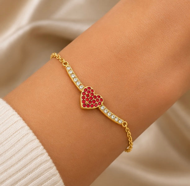 Röd Hjärt Armband